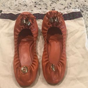 Orange Tory Burch elastic flats